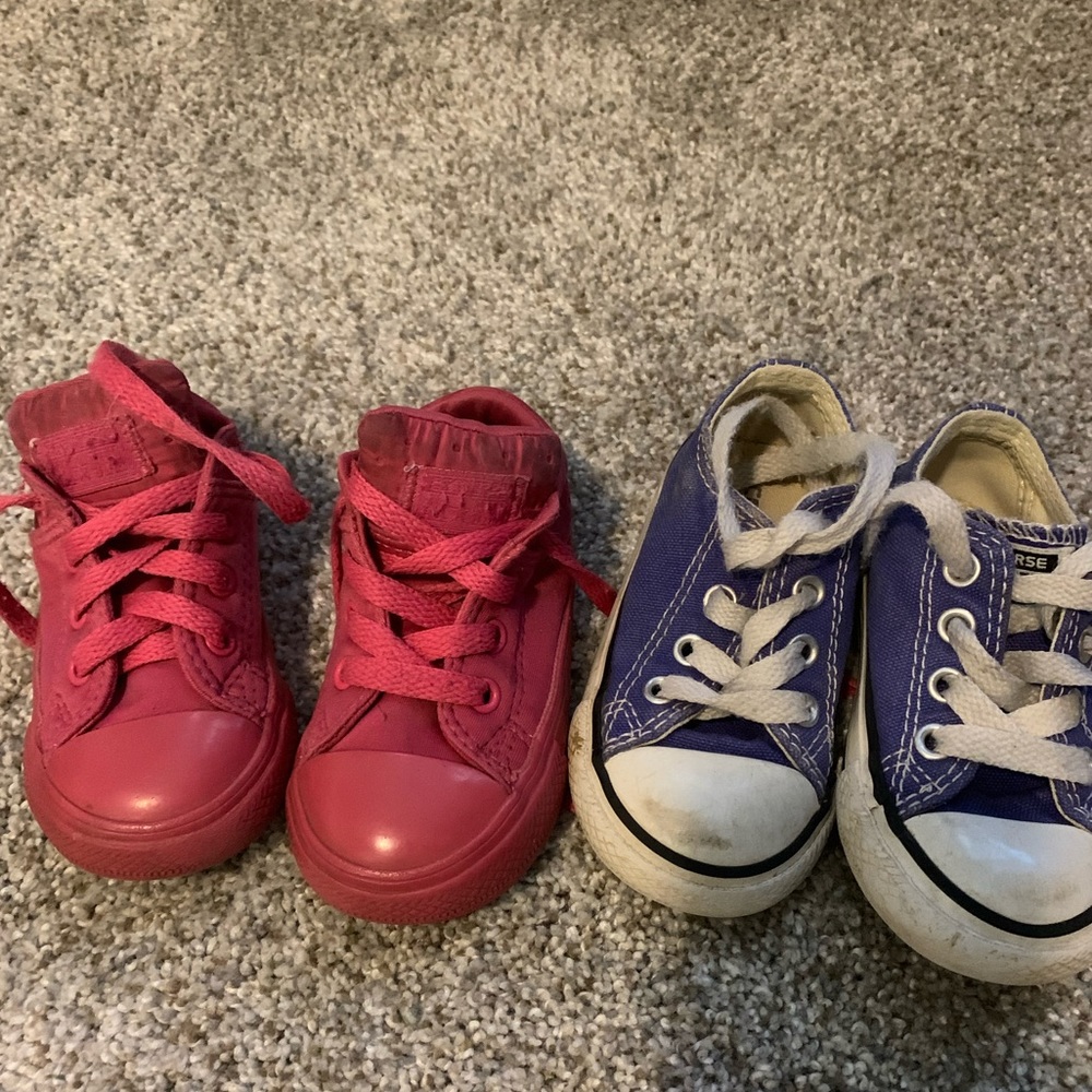 2 pairs toddler converse sneakers. Plenty of wear left!